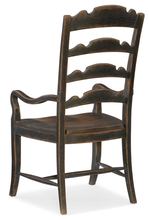 Hill Country Twin Sisters Ladderback Arm Chair - 2 per carton/price ea - 5960-75300-BLK - Vicars Furniture (McAlester, OK)