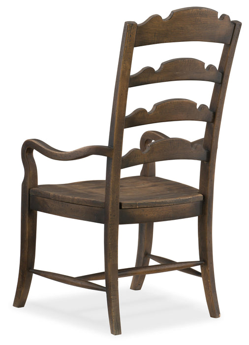 Hill Country Twin Sisters Ladderback Arm Chair - 2 per carton/price ea - 5960-75300-BRN - Vicars Furniture (McAlester, OK)