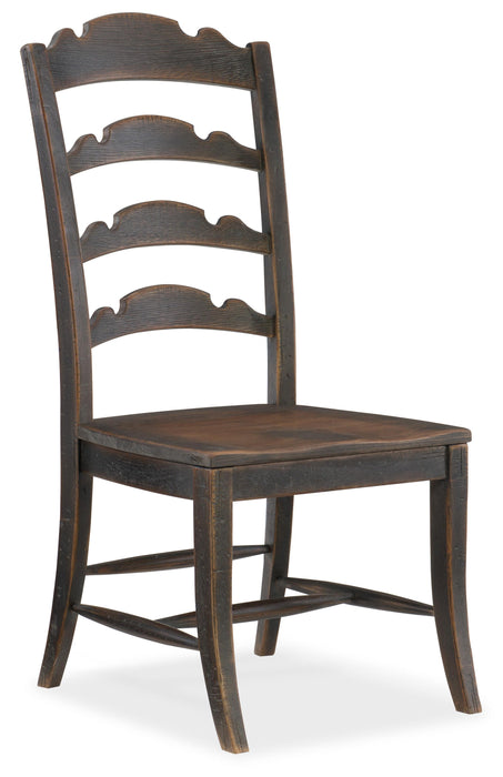 Hill Country Twin Sisters Ladderback Side Chair - 2 per carton/price ea - 5960-75310-BLK - Vicars Furniture (McAlester, OK)