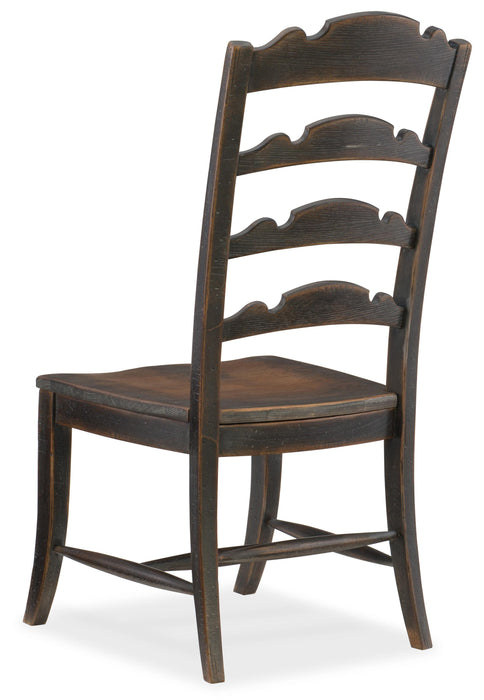 Hill Country Twin Sisters Ladderback Side Chair - 2 per carton/price ea - 5960-75310-BLK - Vicars Furniture (McAlester, OK)