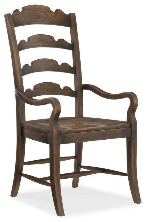 Hill Country Twin Sisters Ladderback Arm Chair - 2 per carton/price ea - 5960-75300-BRN - Vicars Furniture (McAlester, OK)