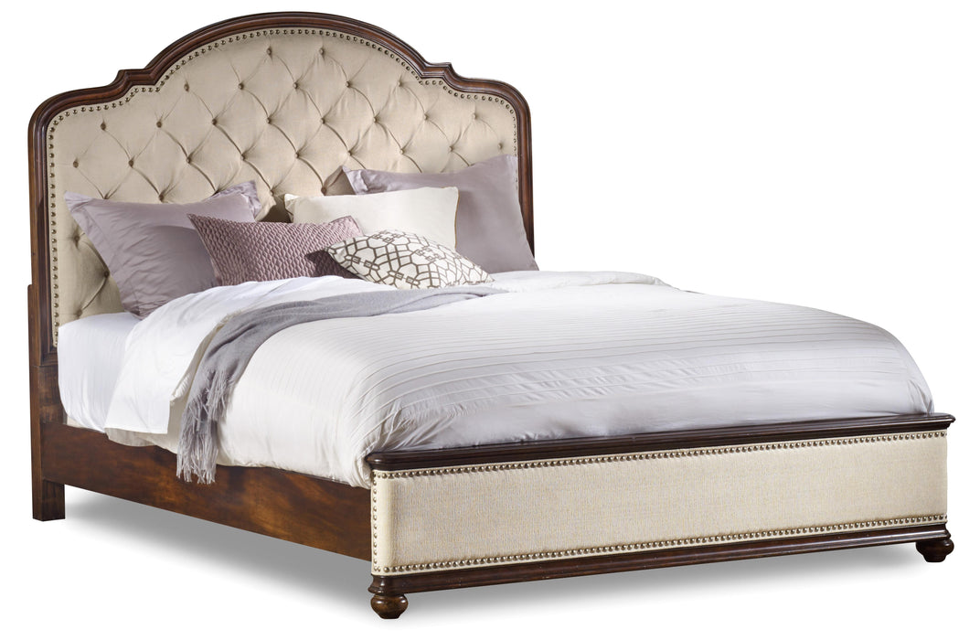 Leesburg California King Upholstered Bed with Wood Rails - Vicars Furniture (McAlester, OK)