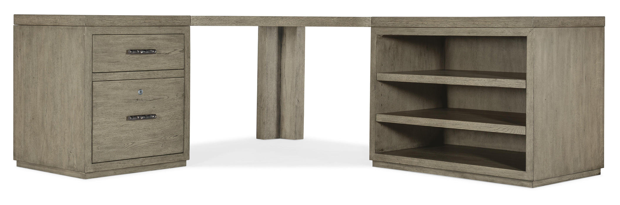 Linville Falls Corner Desk with File and Open Desk Cabinet - Vicars Furniture (McAlester, OK)