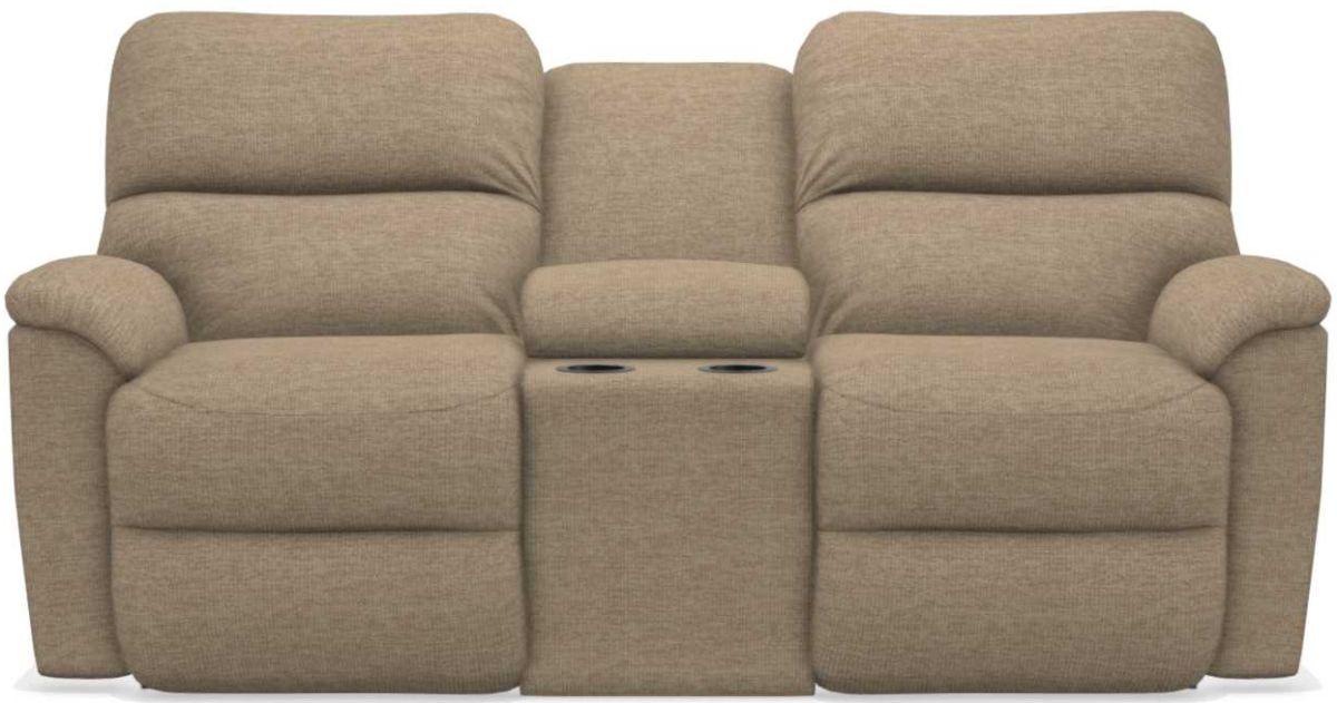 La-Z-Boy Brooks Wheat Power Reclining Loveseat With Headrest & Console image