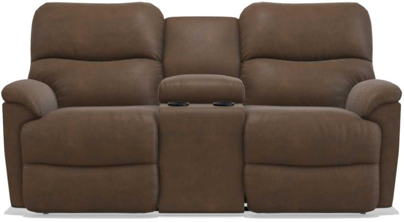 La-Z-Boy Trouper PowerRecline La-Z-Time Whiskey Reclining Loveseat with Headrest and Console