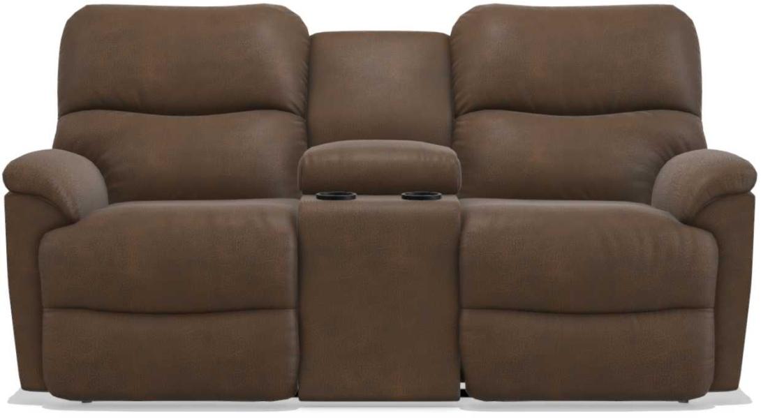 La-Z-Boy Trouper PowerRecline La-Z-Time Whiskey Reclining Loveseat with Headrest and Console image