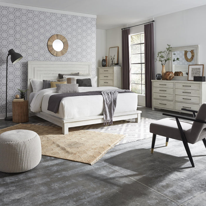 Modern Farmhouse King Platform Bed, Dresser & Mirror, Chest image