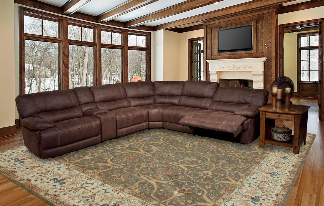 Parker House Pegasus 6pc Power Recliner Sectional in Dark Kahlua