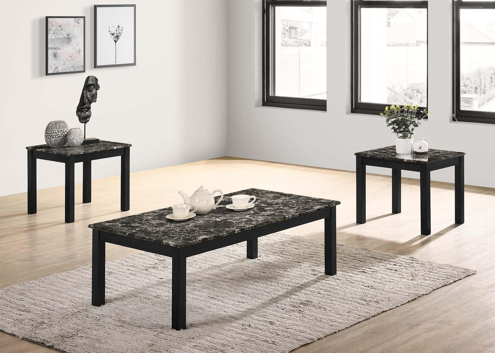 Liihfd 3-Pcs Coffee Table Set in Marble Black