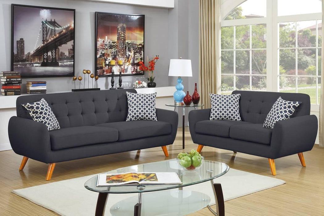 Boxiny 2-Pcs Sofa Set in Ash Black