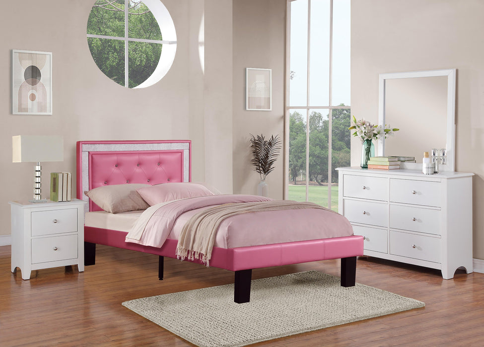 Chyuan Full Bed/Pu-Pink in Pink / Espresso