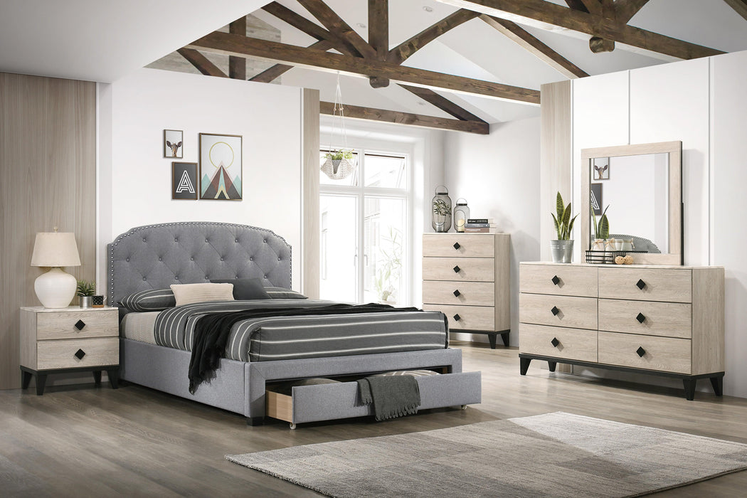 Liihcc Twin Bed W/Drawer-Light Grey in Light Grey / Black