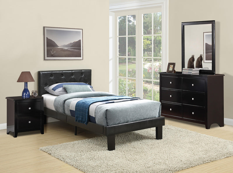 Chyuan Full Bed in Black / Espresso