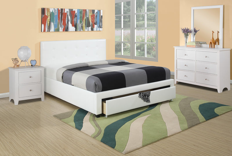 Liihcc Full Bed W/Drawer-Pu White in White / Black