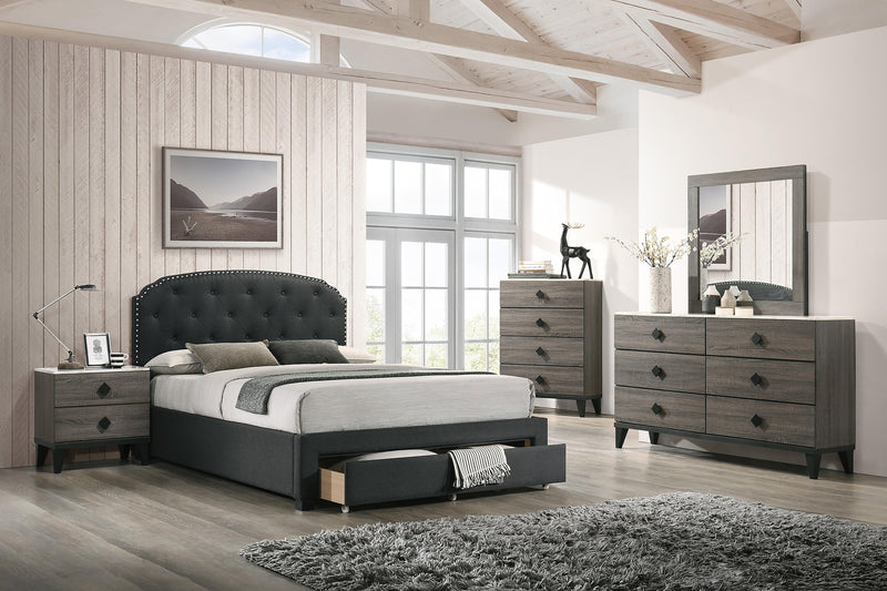Liihcc Twin Bed W/Drawer-Charcoal in Charcoal / Black