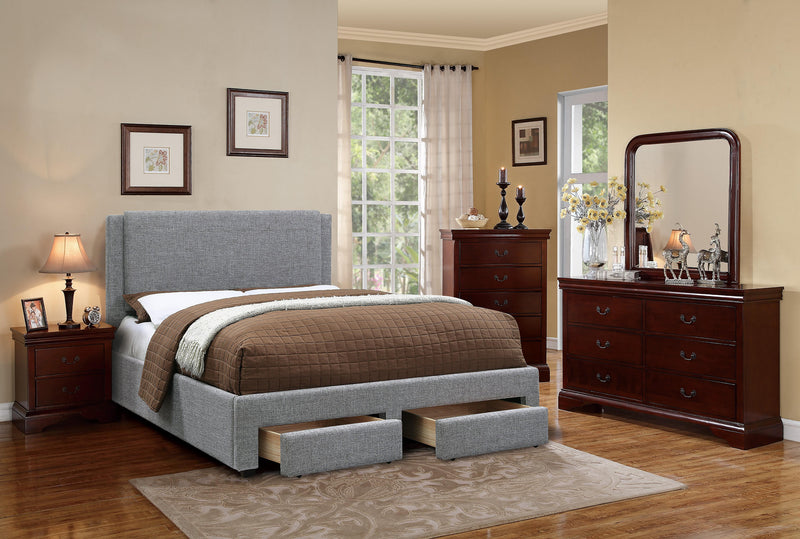 Liihcc Queen Bed/Stone Ash in Light Grey / Black
