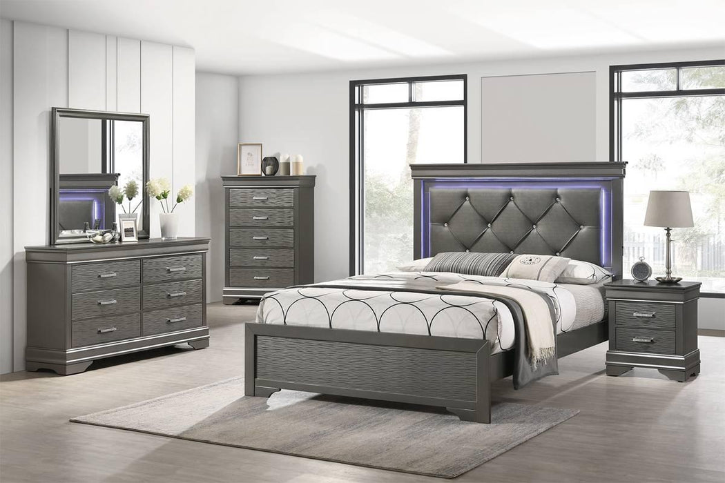 Liihfd Queen Bed in Gray / Dark Gray