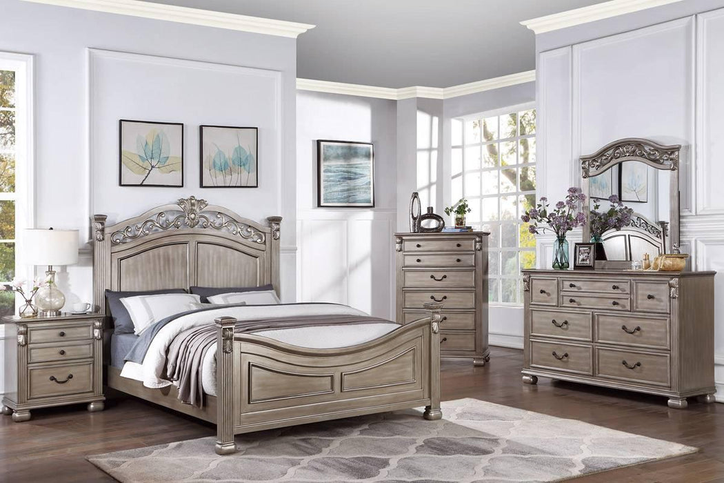 Mcraft Eastern King Bed in Antique Silver