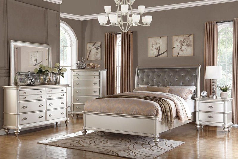 Mcraft Eastern King Bed/Silver Finish in Silver