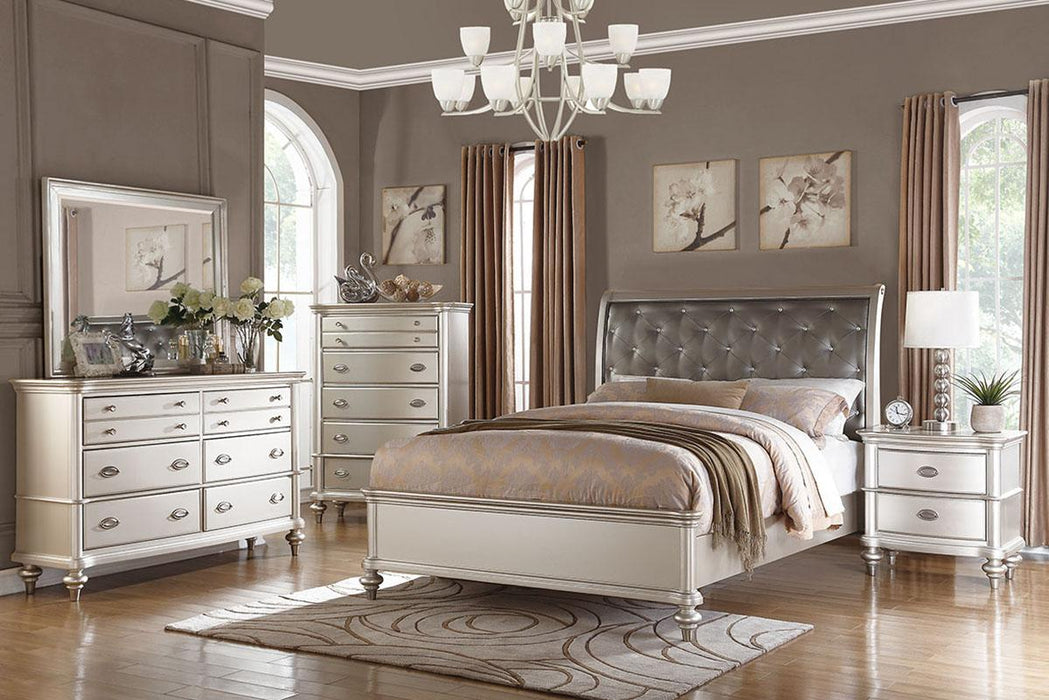 Mcraft Queen Bed/Silver Finish in Silver