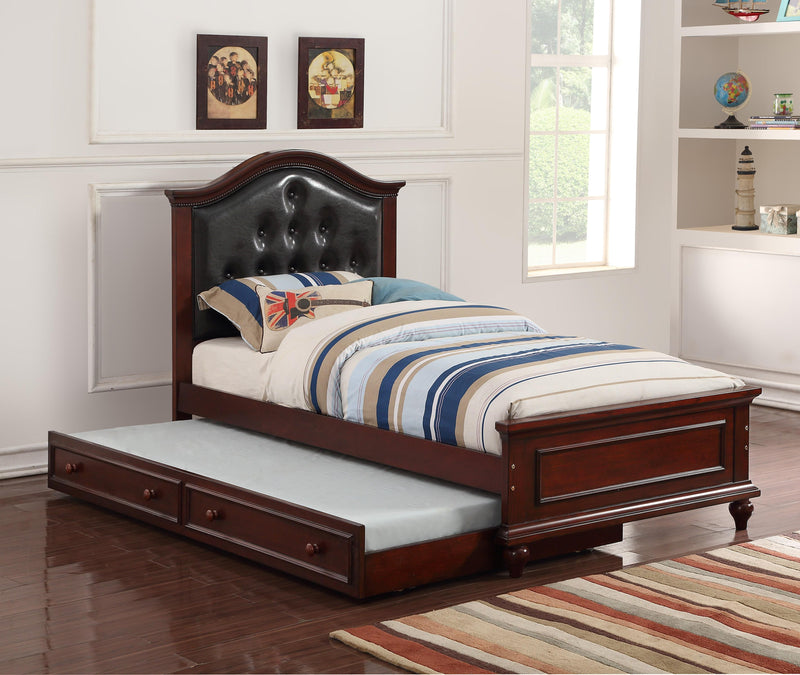 Mcraft Twin Bed W/Trundle-Black+Cherry in Dark Cherry