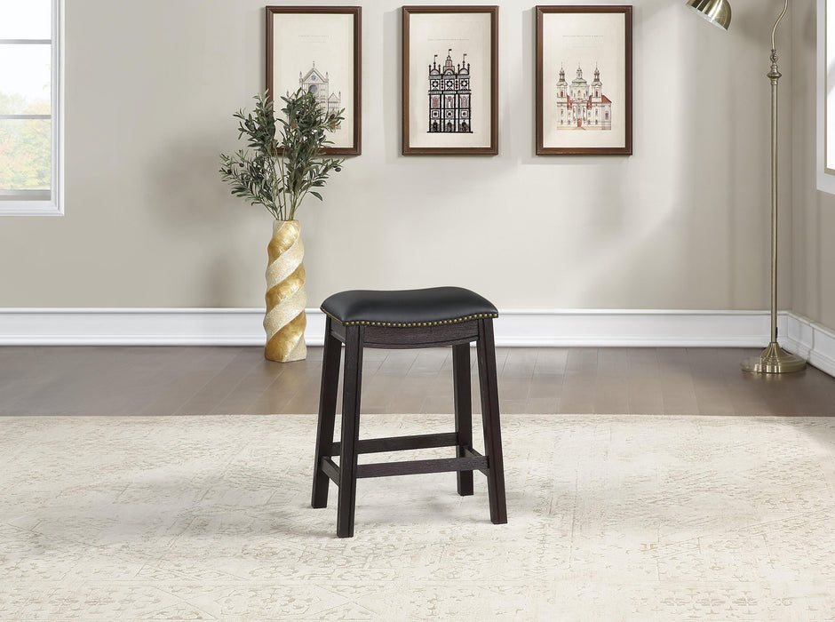 Sfvnco Counter Stool in Black Pu/Espresso Frame