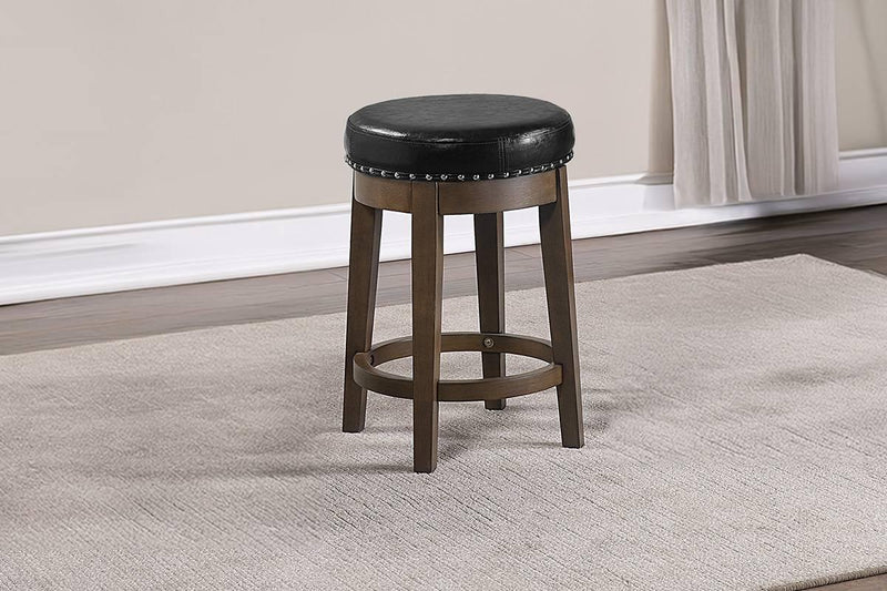 Sfvnco Swivel Counter Stool in Black Pu/Walnut Frame