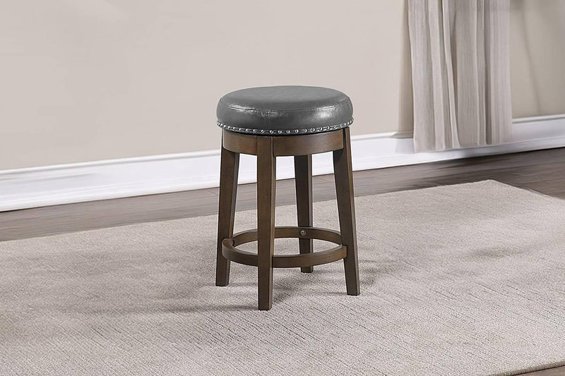 Sfvnco Swivel Counter Stool in Grey Pu/Walnut Frame