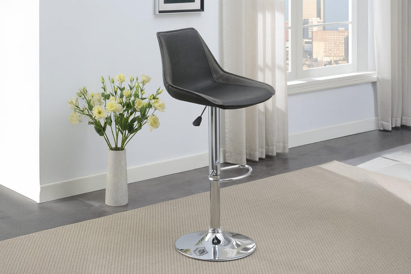 Sopfur Adjustable Bar Stool in Black Grey + Dark Grey Wax Pu