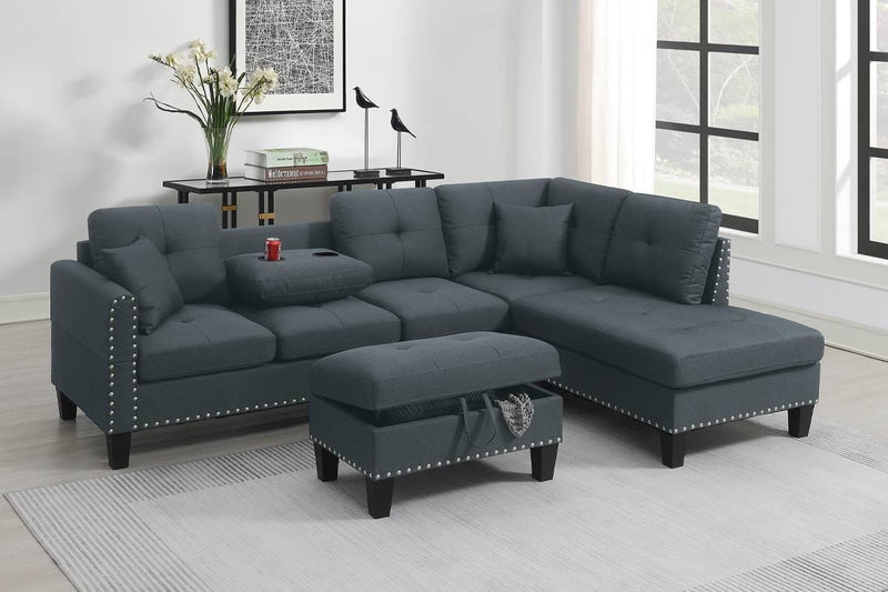 Taiyus 3-Pcs Sectional Set in Charcoal
