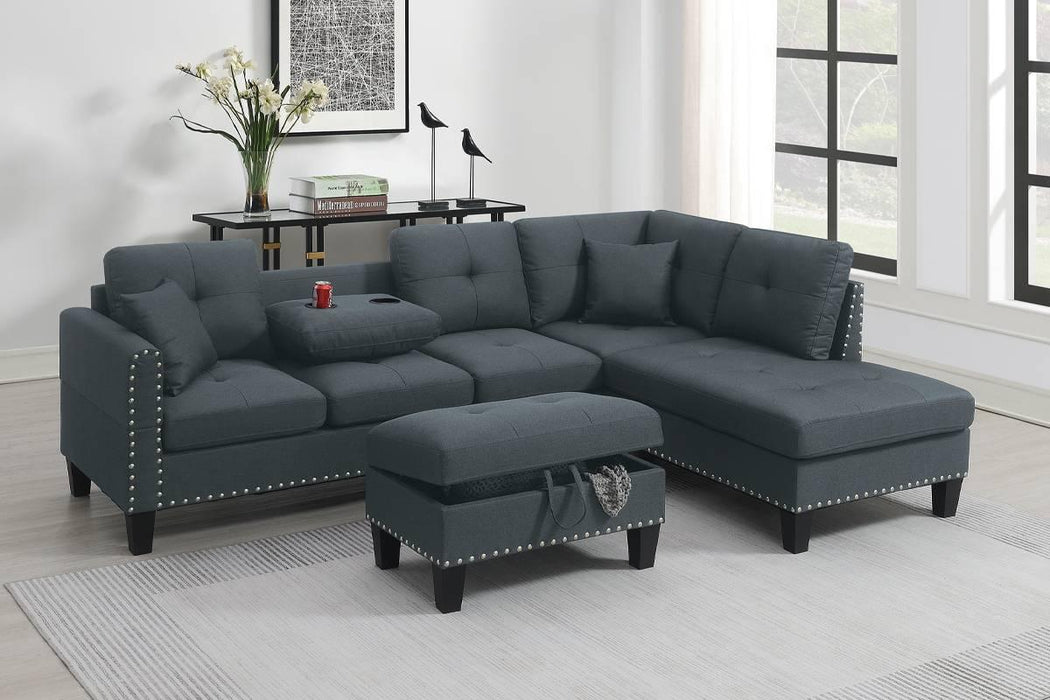 Taiyus 3-Pcs Sectional Set in Charcoal