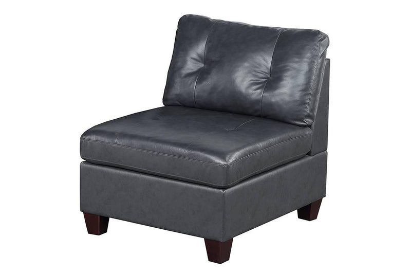 Uefurn Armless Chair/ Black Genuine Leather in Black