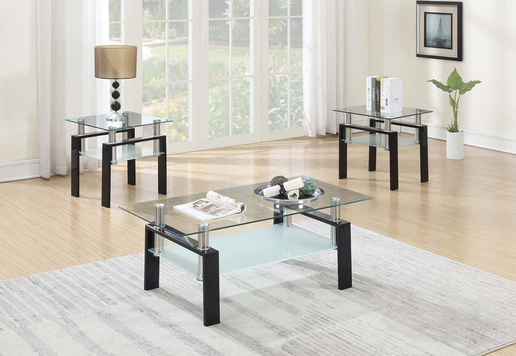 Tjitra 3-Pcs Occasional Table Set in Clear Black