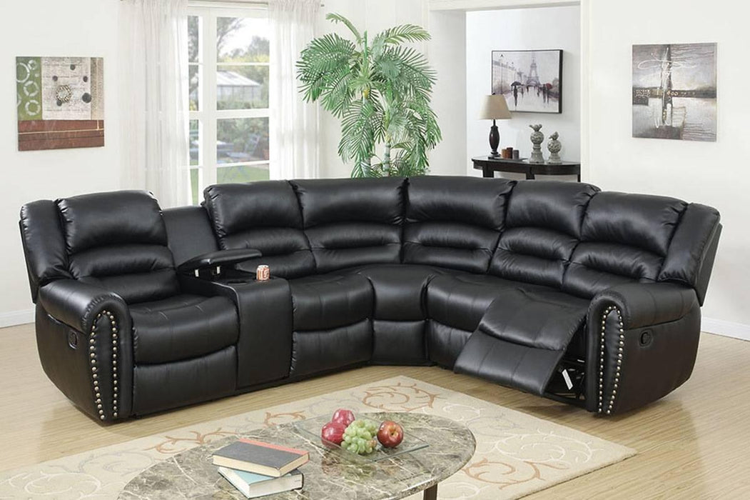 Uefurn 3-Pc Reclining Sectional Set in Black