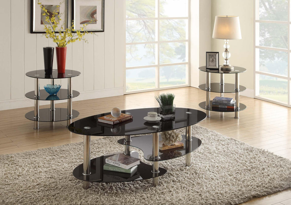 Tjitra 3-Pcs Occasional Table Set/Stainless Tube in Black