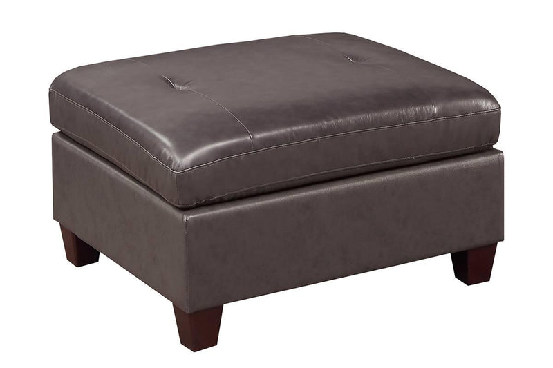 Uefurn Ottoman/ Dark Coffee Genuine Leather in Dark Coffee