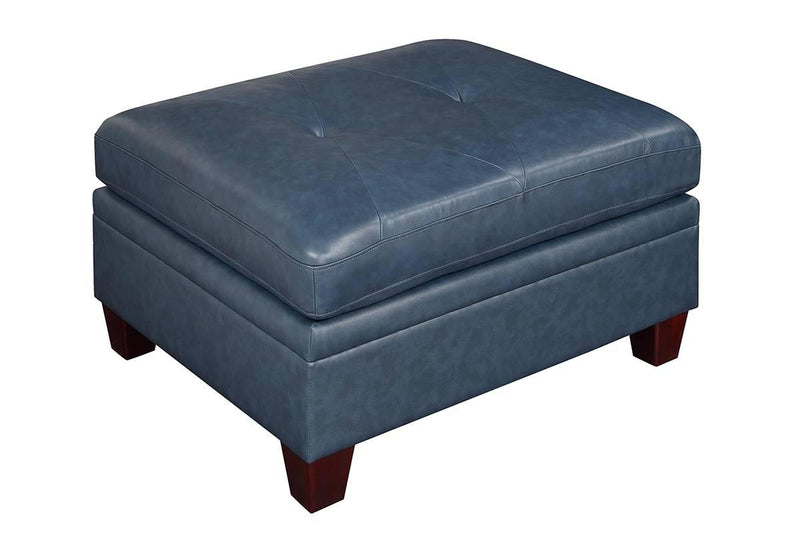 Uefurn Ottoman/ Ink Blue Genuine Leather in Ink Blue