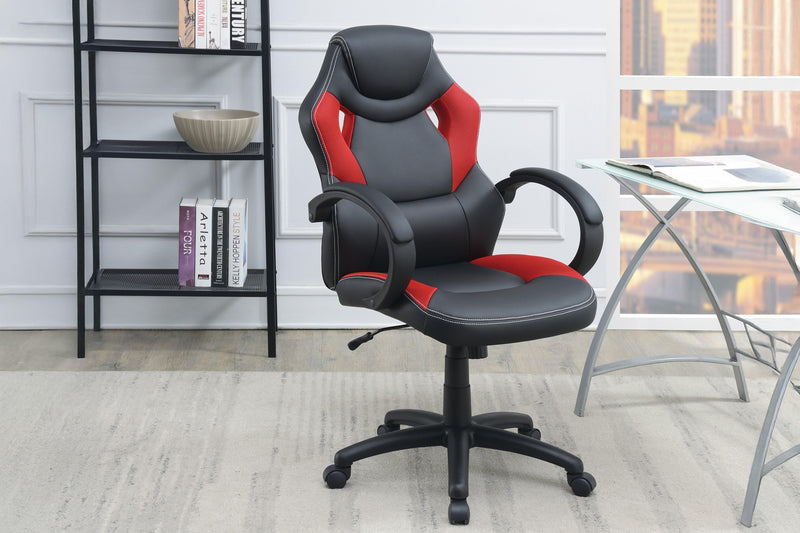 Uefurn Office Chair/Faux Leather in Black+Red