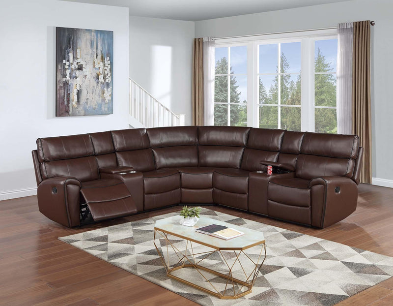 Uniqvn Manual Motion Sectional Set in Camel