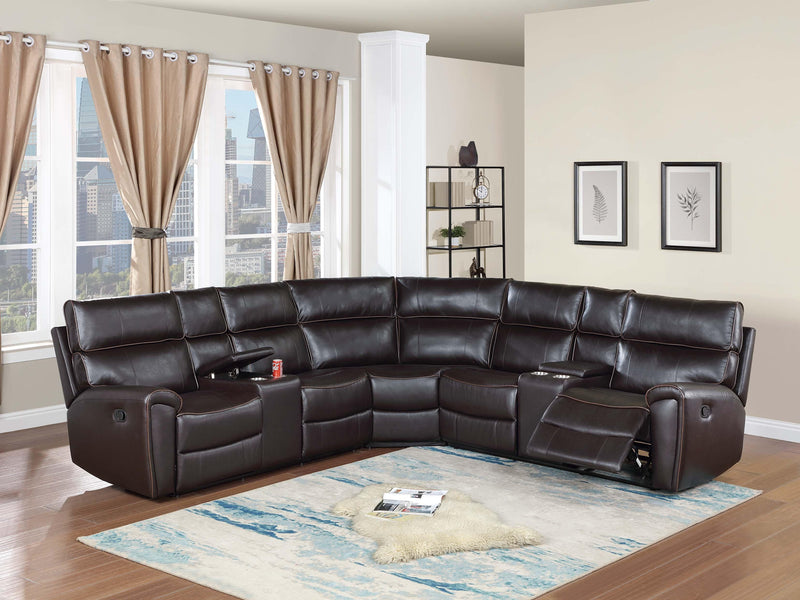 Uniqvn Manual Motion Sectional Set in Espresso