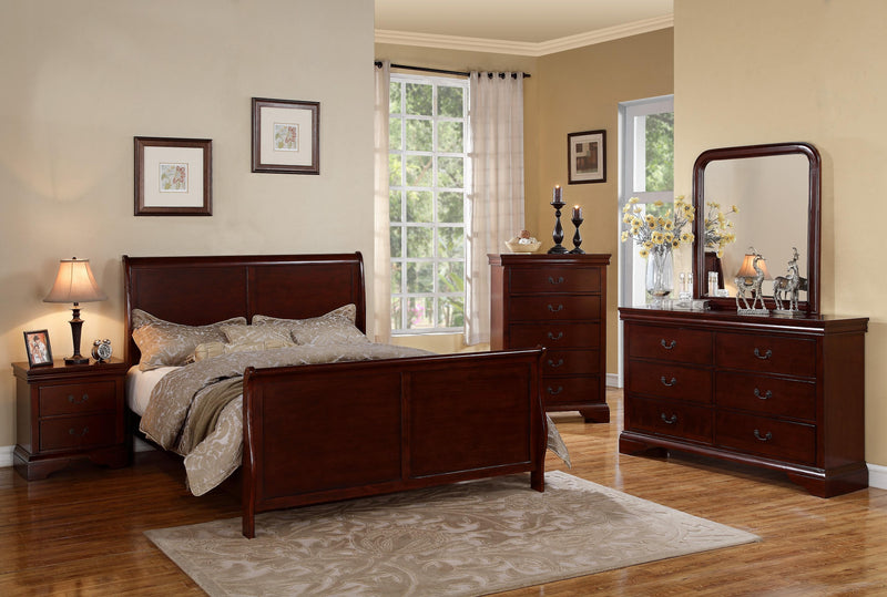 Vfvnco Eastern King Louis Phillippe Bed - Cherry in Cherry