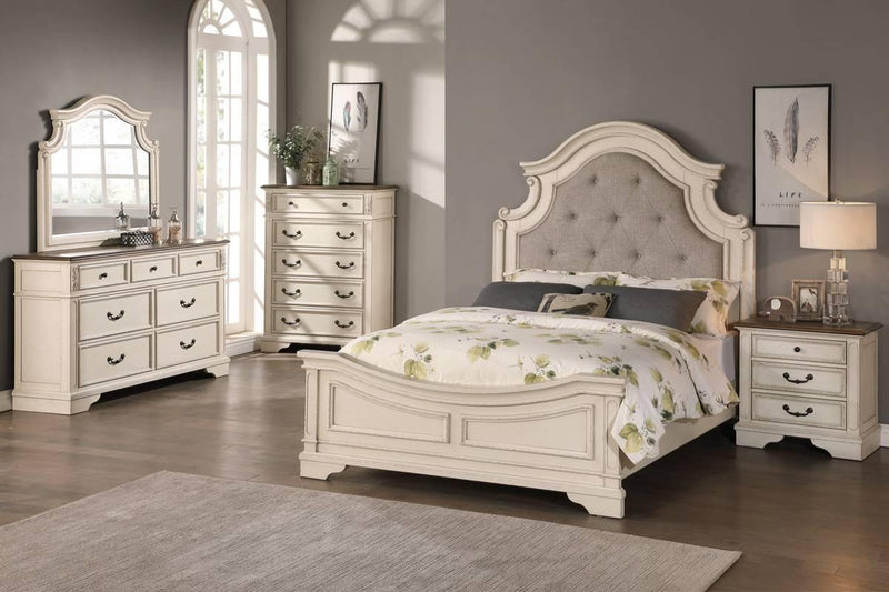 Viethn Queen Bed in Antique White