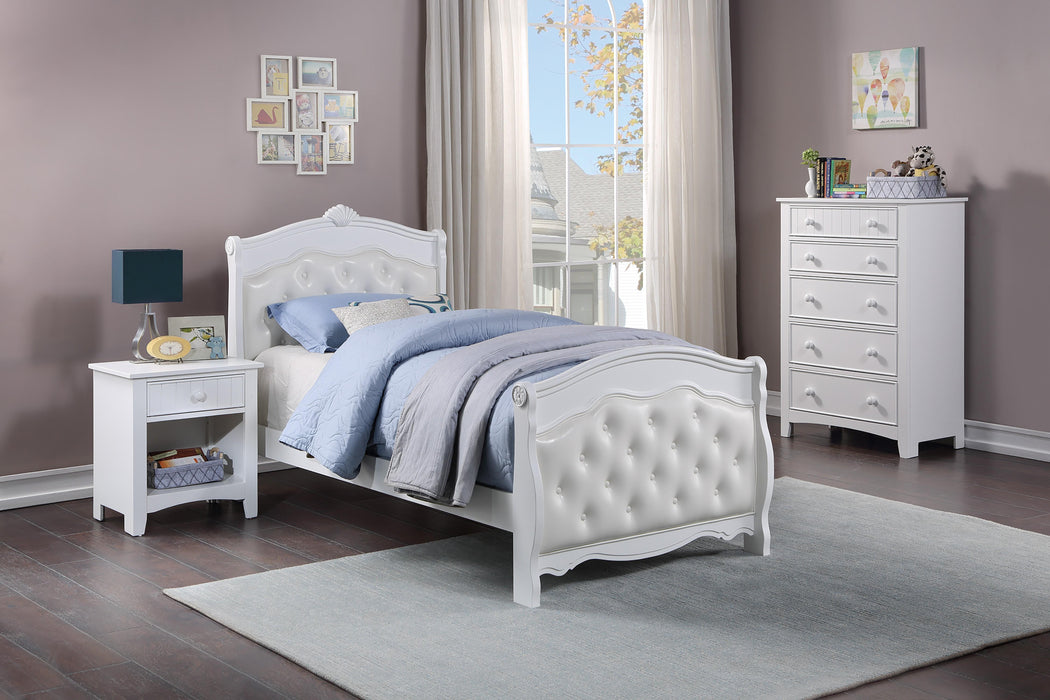 Mcraft Full Bed -White/White Pu in White