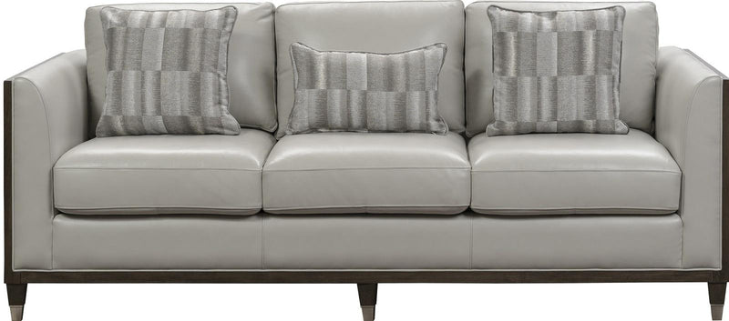 Pulaski Addison Leather Sofa in Light Grey