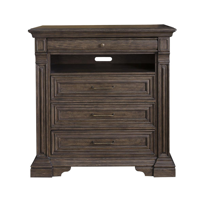 Pulaski Bedford Heights Media Chest in Estate Brown