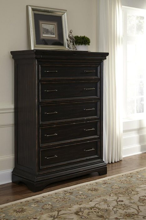 Pulaski Caldwell Drawer Chest in Dark Wood