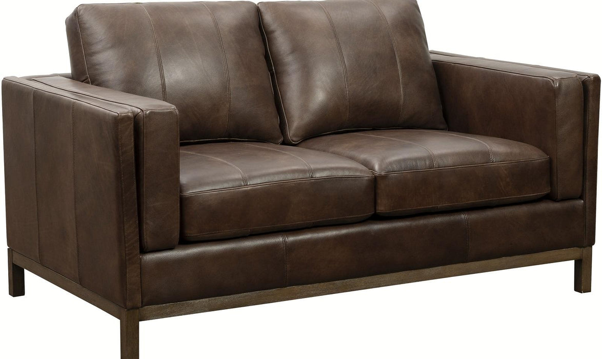 Pulaski Drake Leather Loveseat in Brown