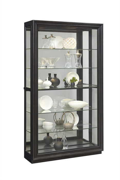 Pulaski Framed Sliding Door 5 Shelf Curio Cabinet in Dark Brown image