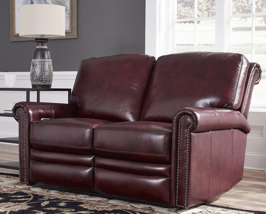 Pulaski Grant Leather Power Reclining Loveseat in Oxblood