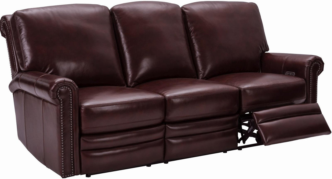 Pulaski Grant Leather Power Reclining Sofa in Oxblood